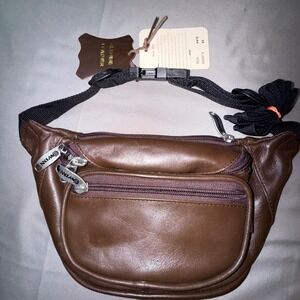 Winn International Fanny Pack Unisex OS Brown New Leather Waist Bag 6416